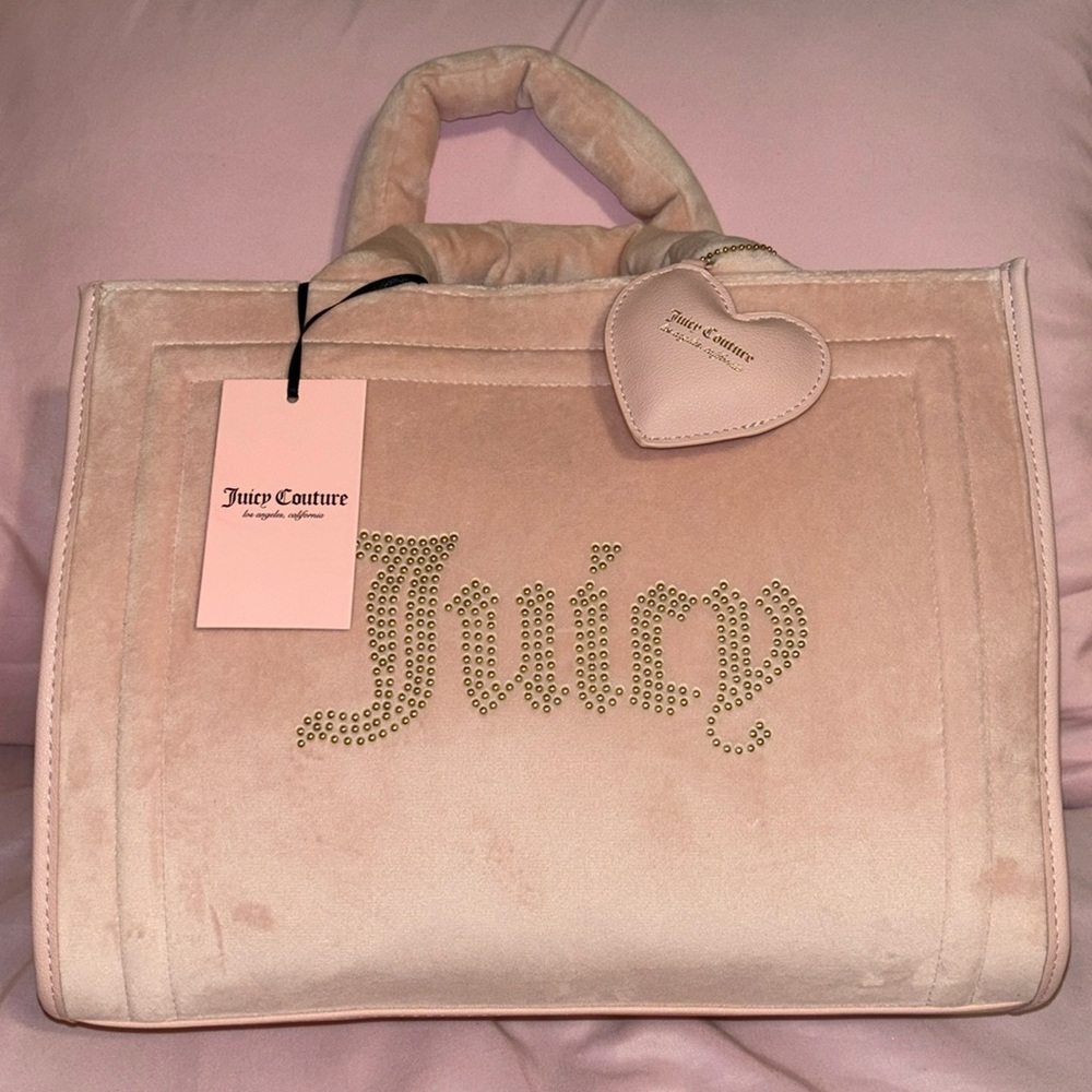 Juicy Couture Pink Diamond Velour Extra Spender Tote Bag NWT